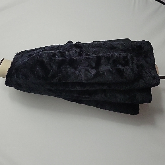 Anthroplogie Elevenses Faux Fur Swing Coat Size 12 Black EUC - Picture 5 of 10